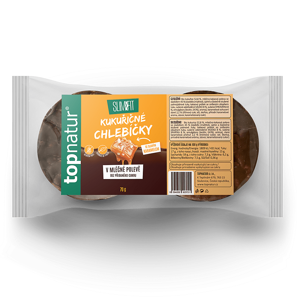 TOPNATUR Kukuričný chlebíček slaný karamel v mliečnej poleve 70 g