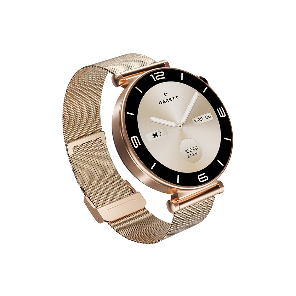 GARETT Smartwatch rose gold mesh steel inteligentné hodinky