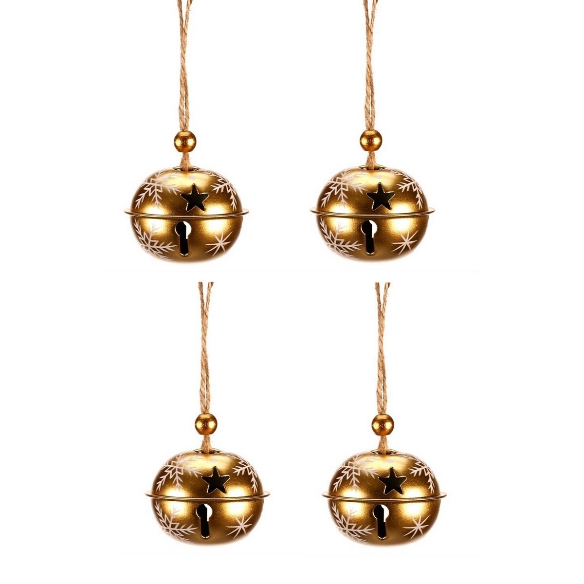 Súprava závesných kovových rolničiek, 4 ks, zlatá