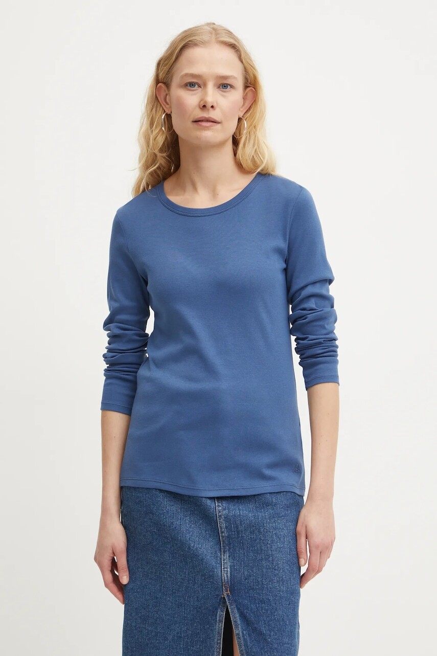 Bavlnené tričko s dlhým rukávom United Colors of Benetton ružová farba, 3GA2E16F9