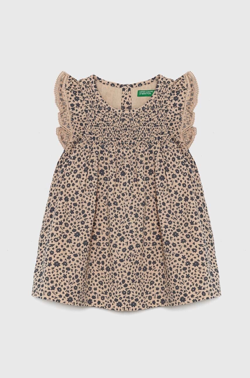 Dievčenské šaty United Colors of Benetton béžová farba, mini, áčkový strih