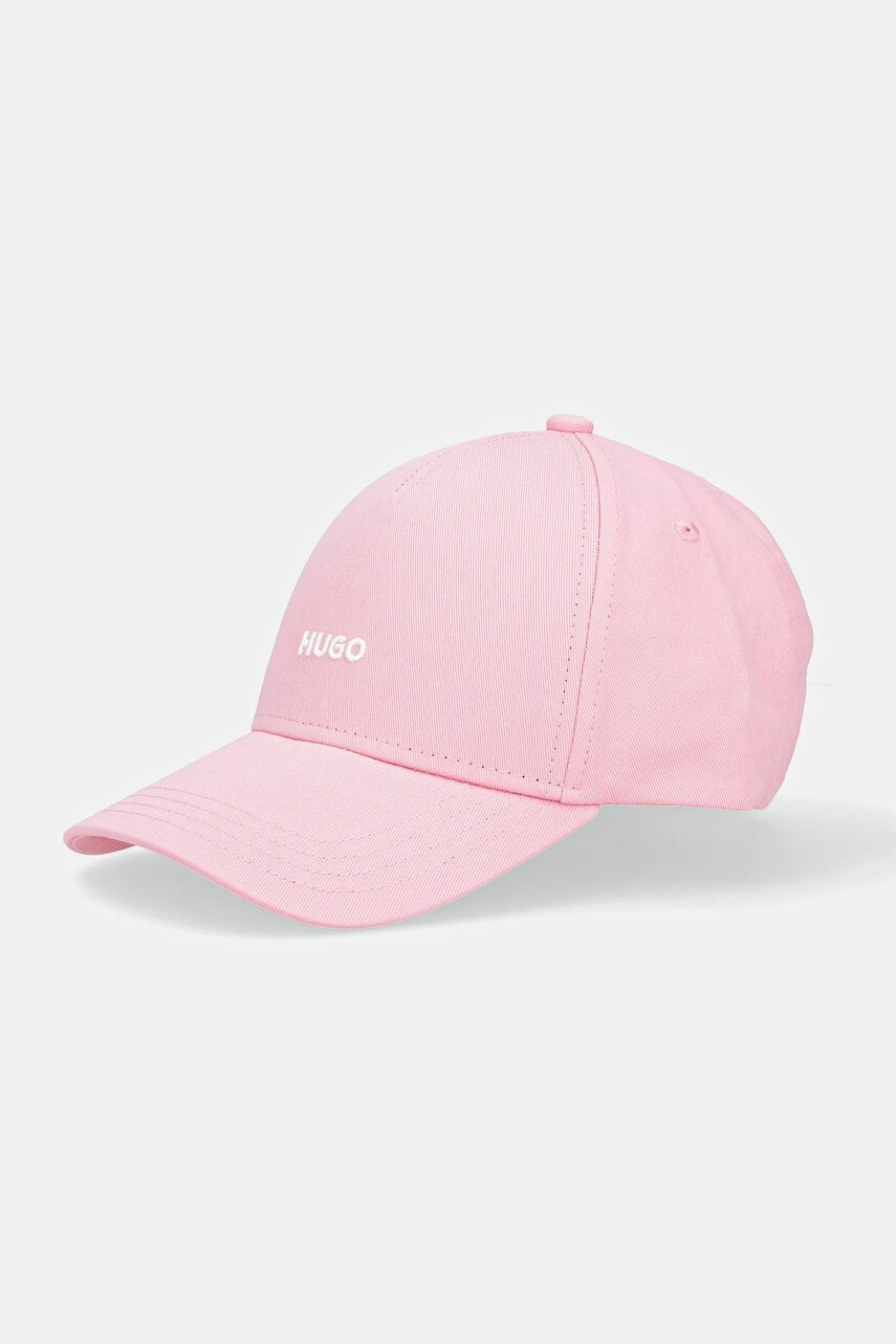 Bavlnená šiltovka HUGO čierna farba, s nášivkou, 50519255