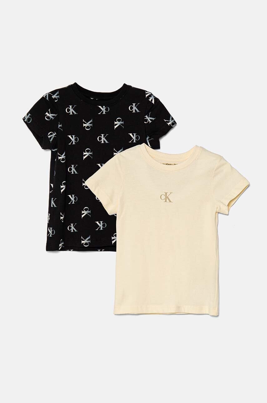 Detské bavlnené tričko Calvin Klein Jeans 2-pak béžová farba, IG0IG02695