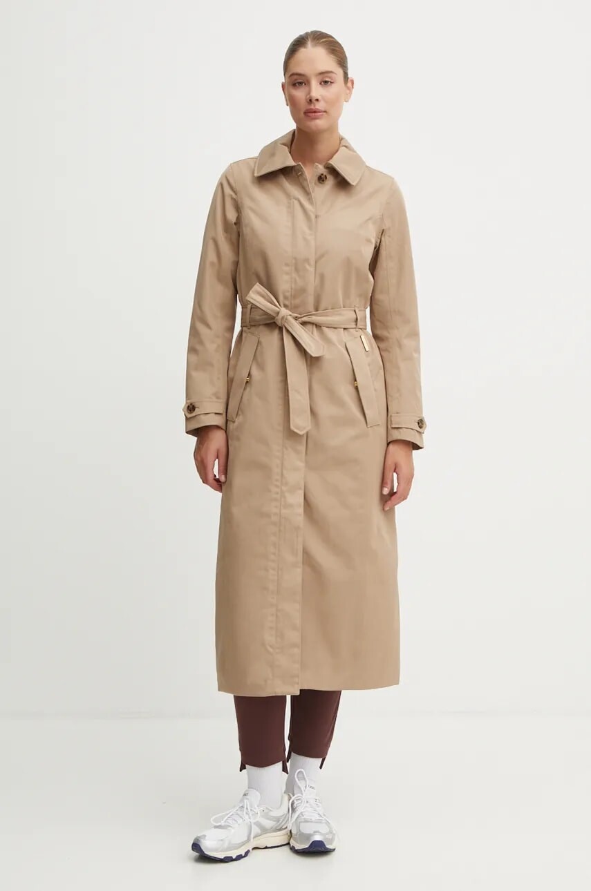 Kabát Didriksons MATILDE dámsky, béžová farba, prechodný, 505419