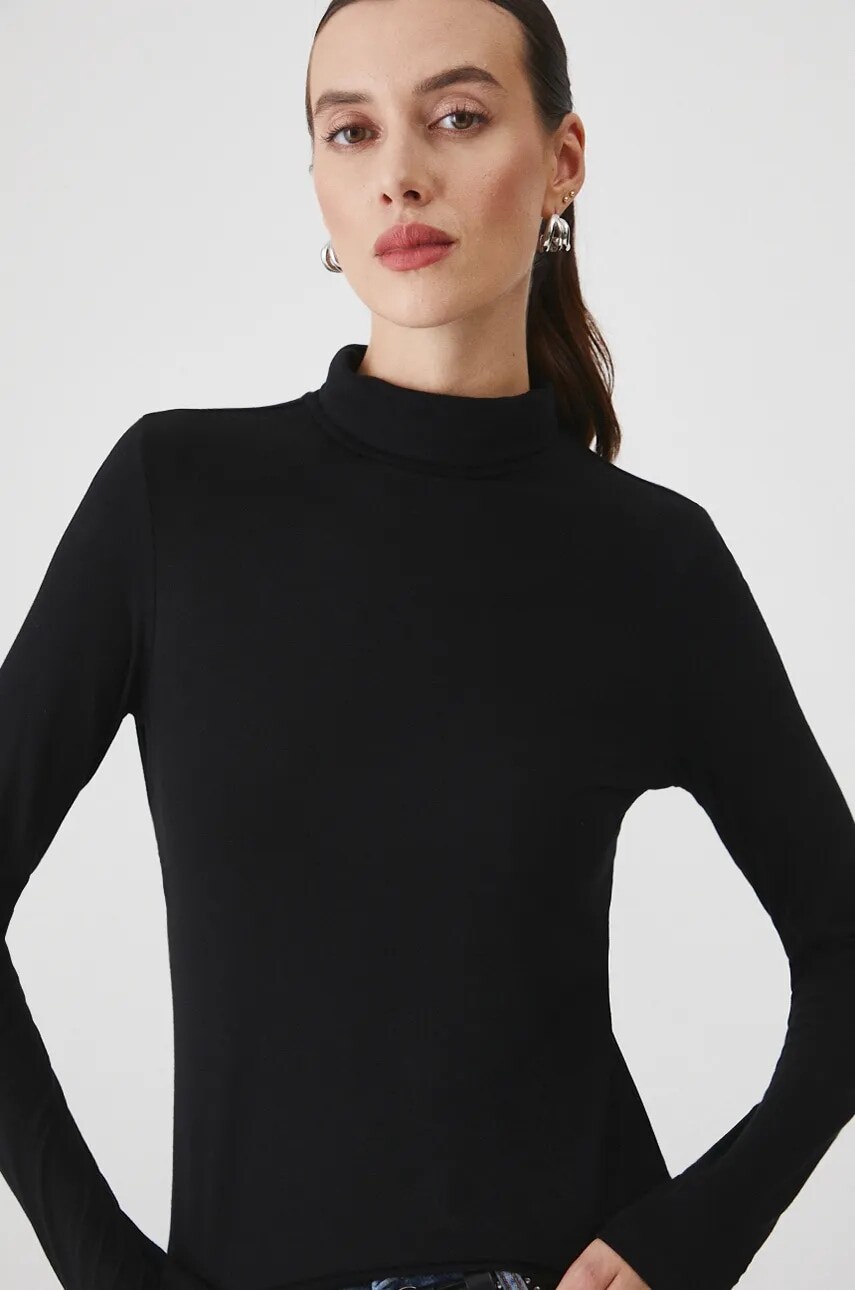 Tričko s dlhým rukávom Medicine čierna farba, s rolákom