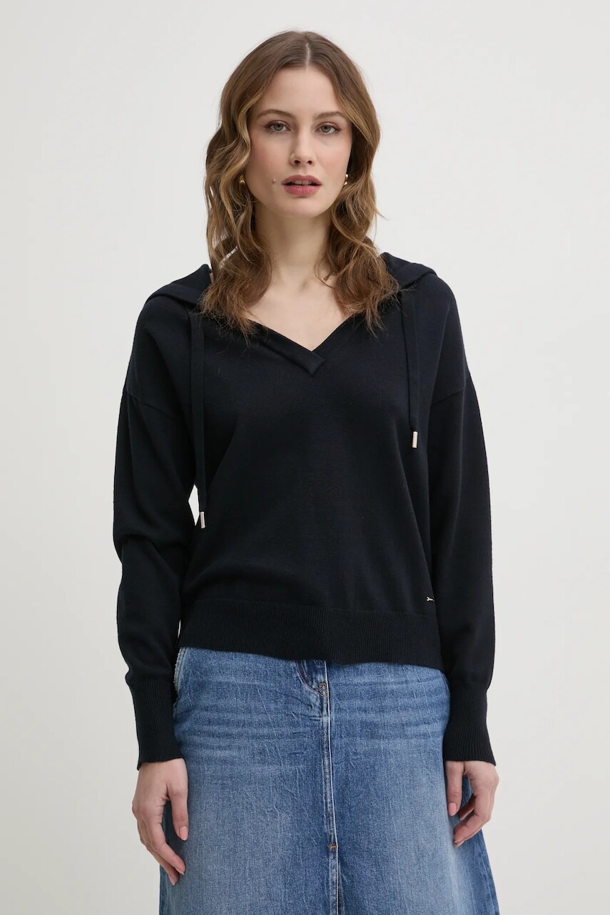 Sveter Morgan MBALLON dámsky, tmavomodrá farba, tenký, MBALLON