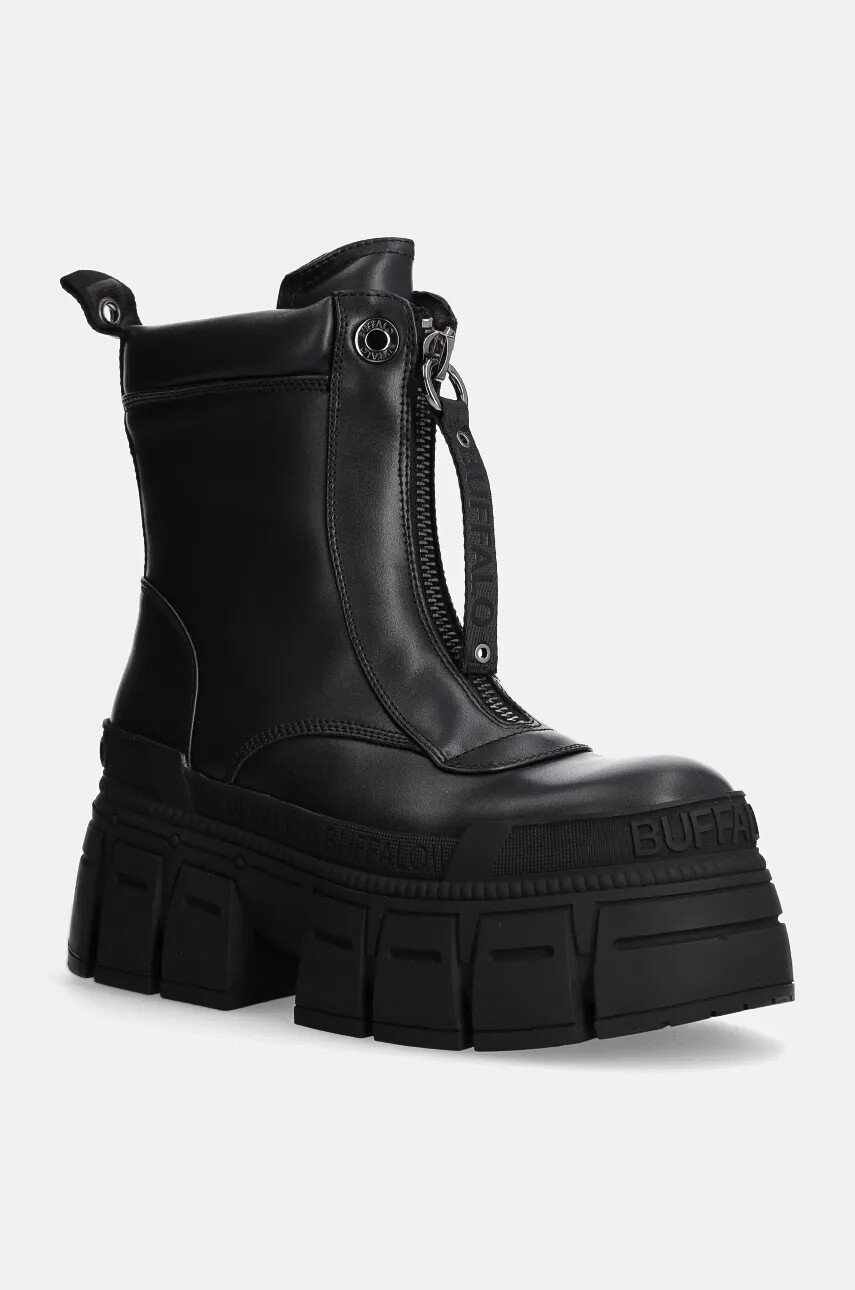 Workery Buffalo Gospher Zip Boot dámske, čierna farba, na platforme, zateplené, 1622350-BLK