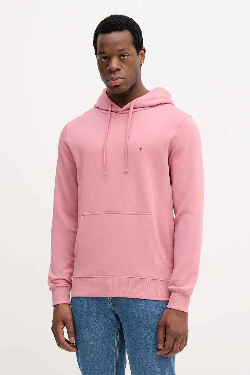 Bavlnená mikina Tommy Hilfiger žltá farba, s kapucňou, melanžová, MW0MW37235