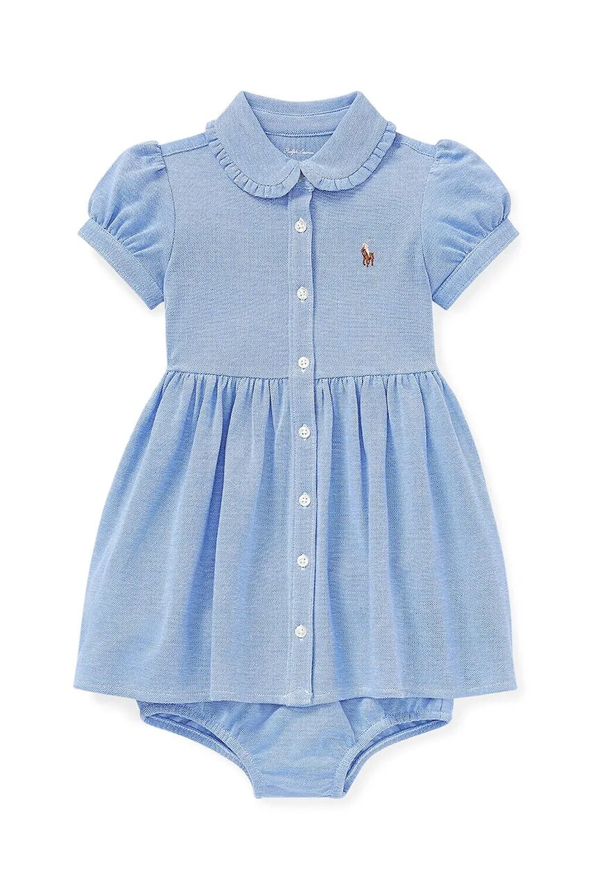 Detské bavlnené šaty Polo Ralph Lauren mini, áčkový strih, 310734896002