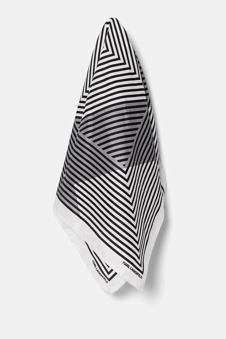 Hodvábna šatka Karl Lagerfeld čierna farba, vzorovaná, A1W33181