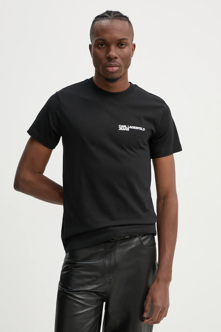 Bavlnené tričko Karl Lagerfeld Jeans pánske, čierna farba, s potlačou, A1M17003