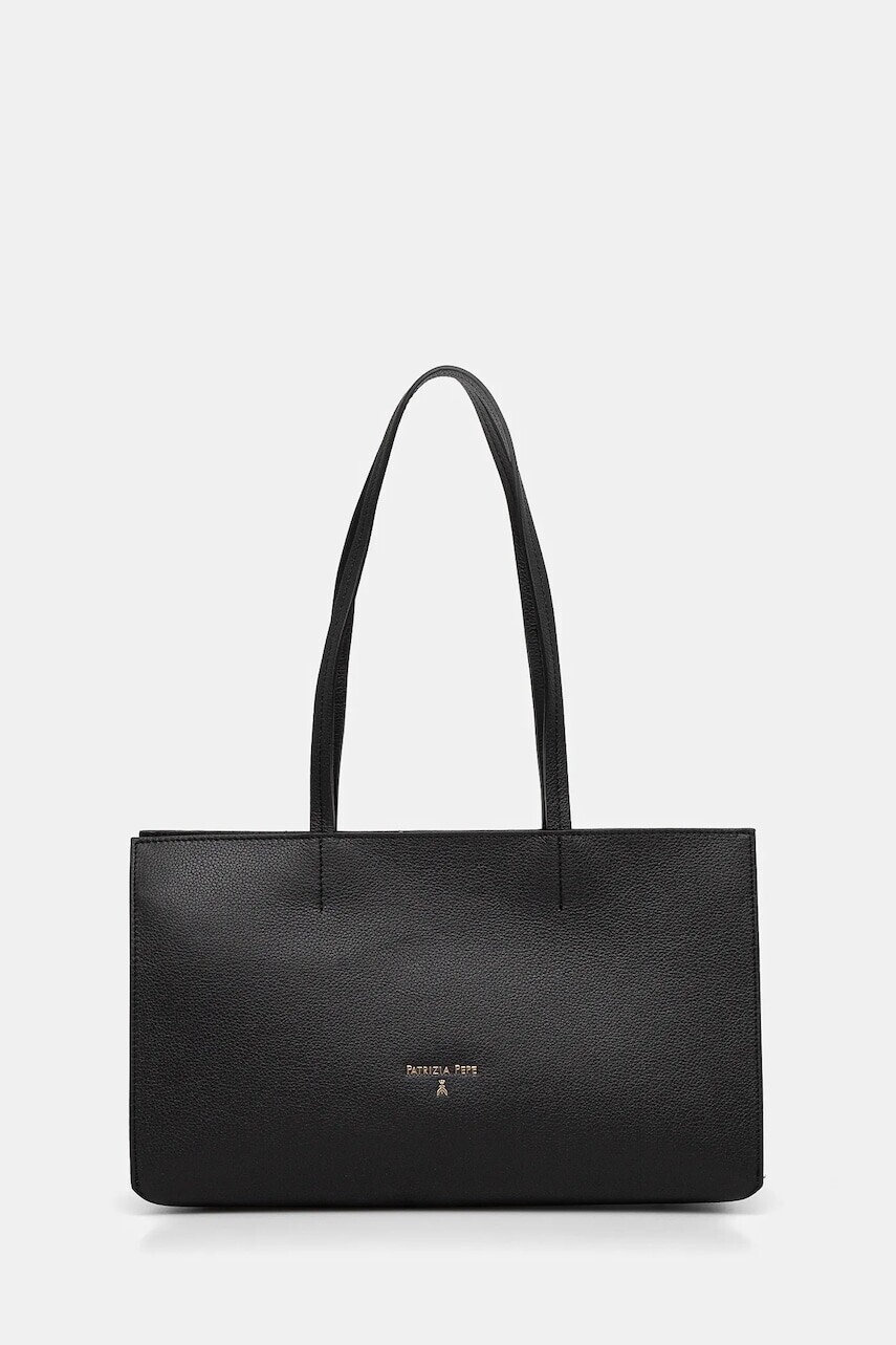 Kožená kabelka Patrizia Pepe čierna farba, 8B0236 L001