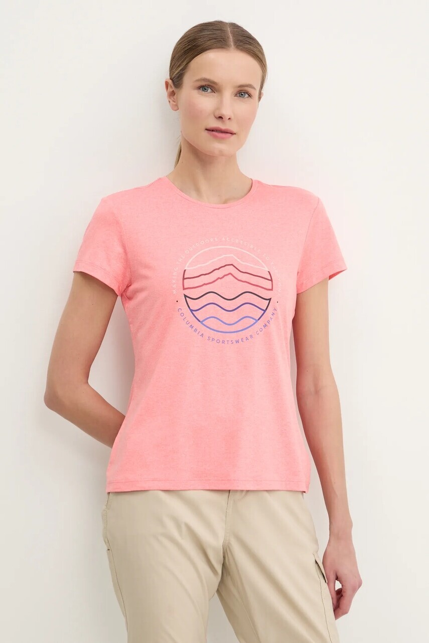 Športové tričko Columbia Sloan Ridge ružová farba, 2077451