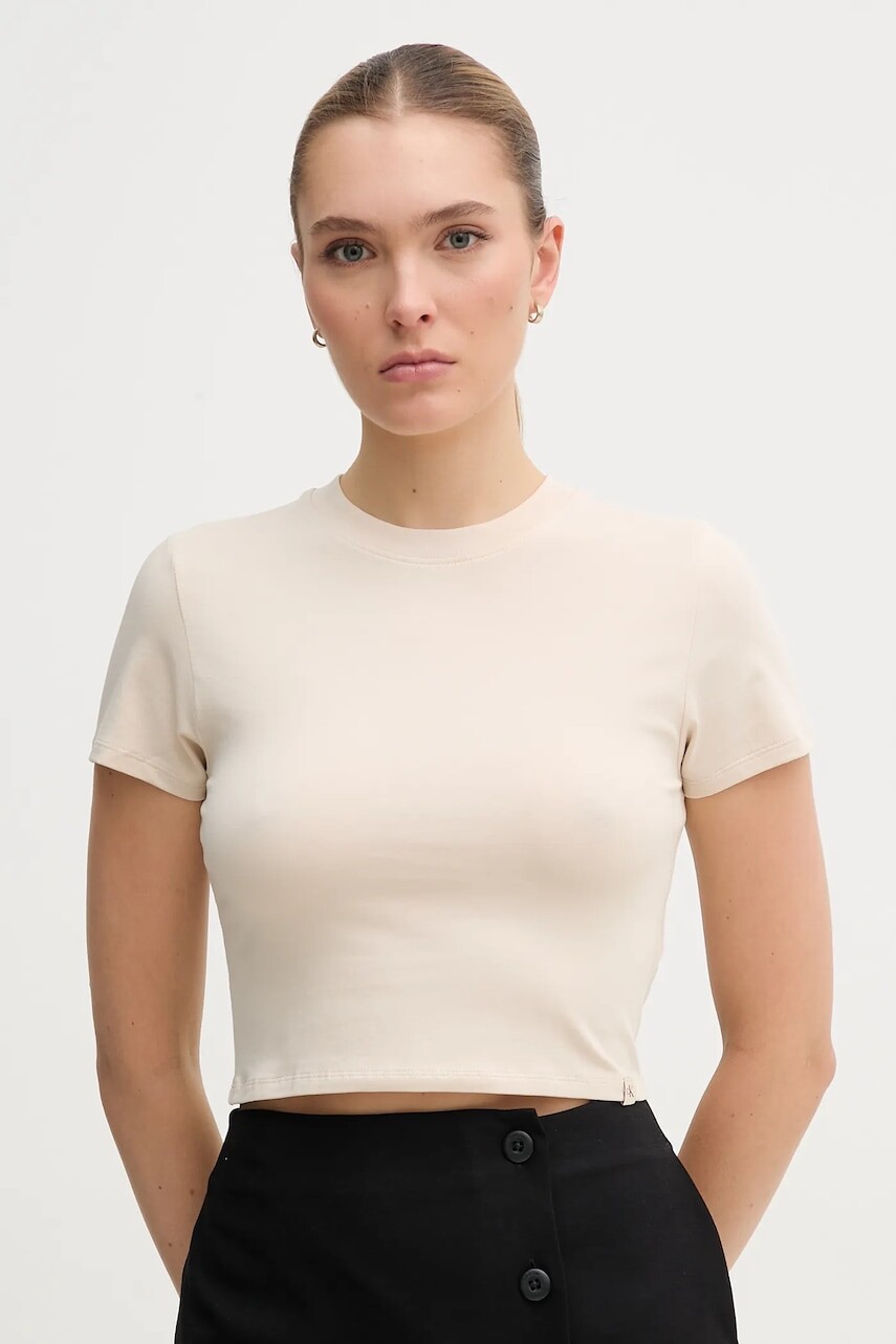 Tričko Calvin Klein Jeans dámske, béžová farba, J20J225237