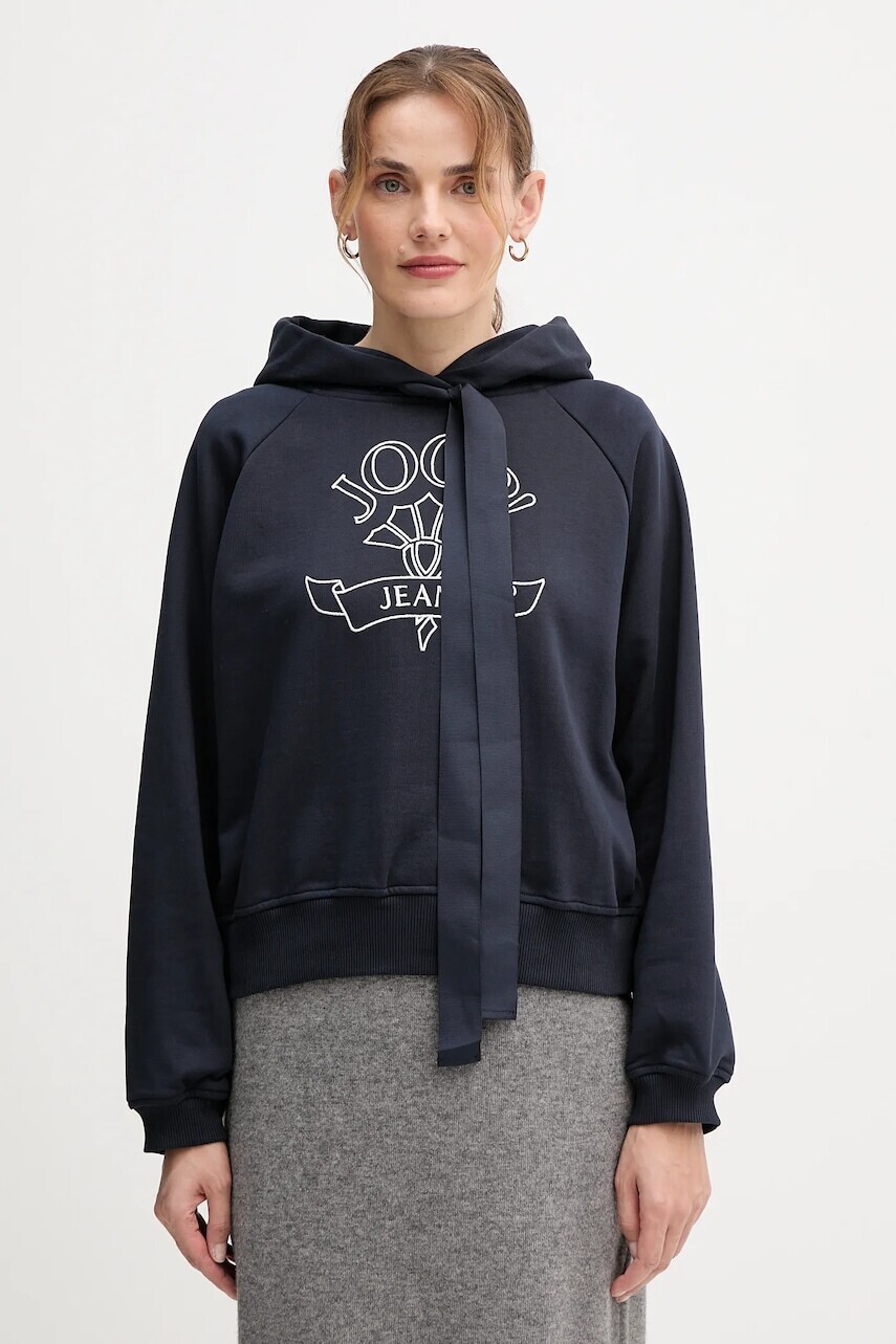 Bavlnená mikina Joop! čierna farba, s kapucňou, s nášivkou, 30046176