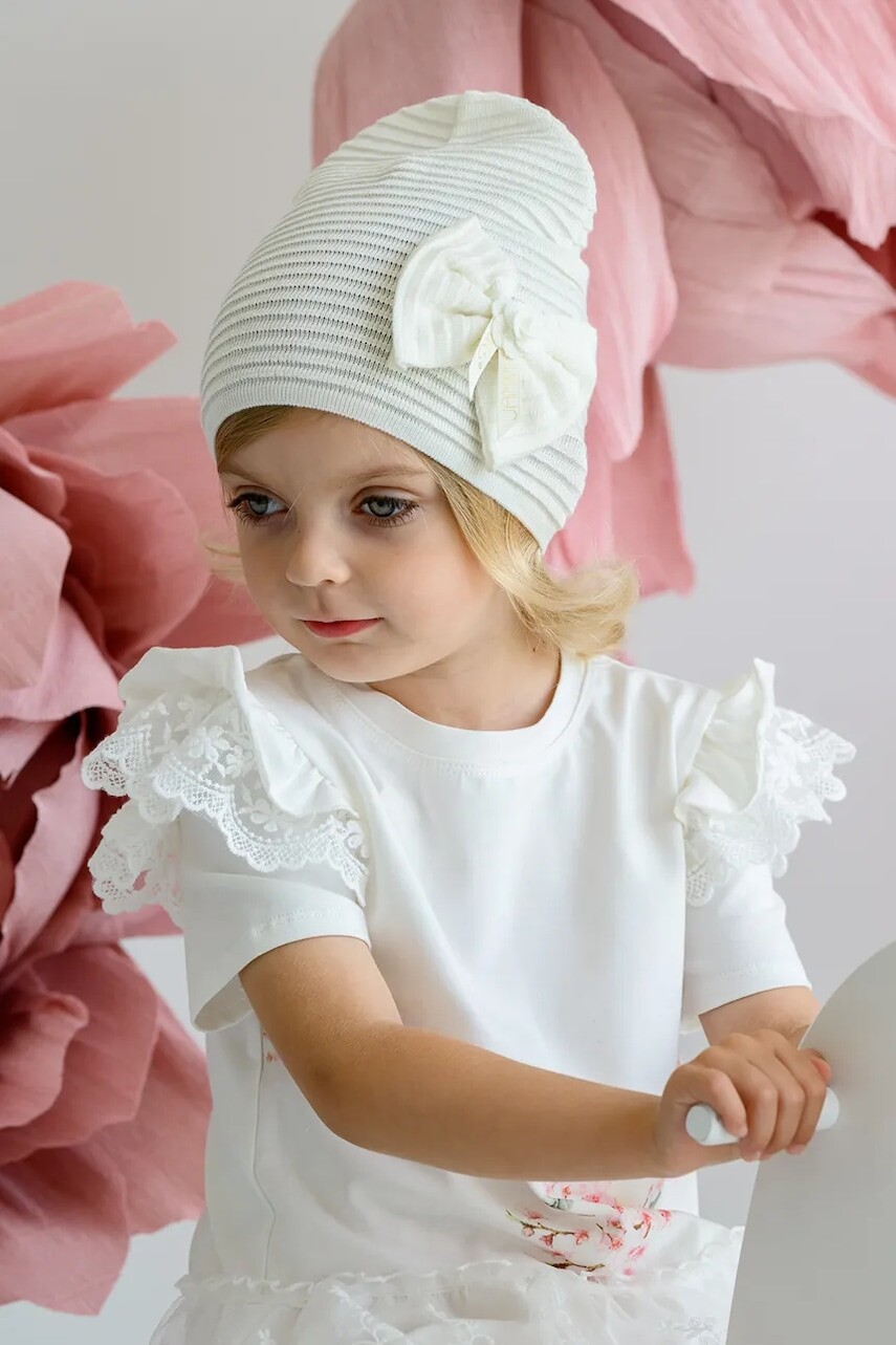 Detská čiapka Jamiks NIXIE béžová farba biela, z tenkej pleteniny, JWH051