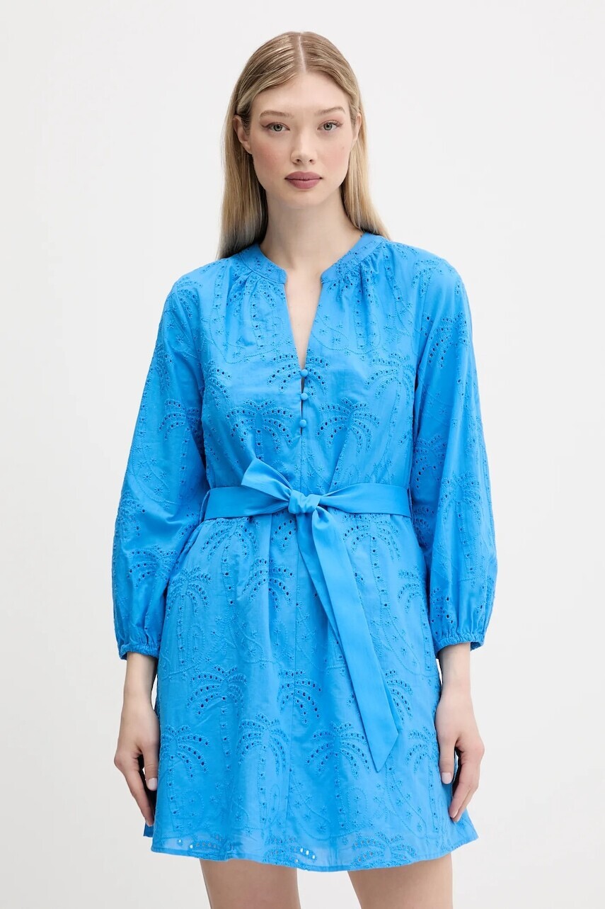 Bavlnené šaty Desigual TOURS mini, áčkový strih, 25SWVW09