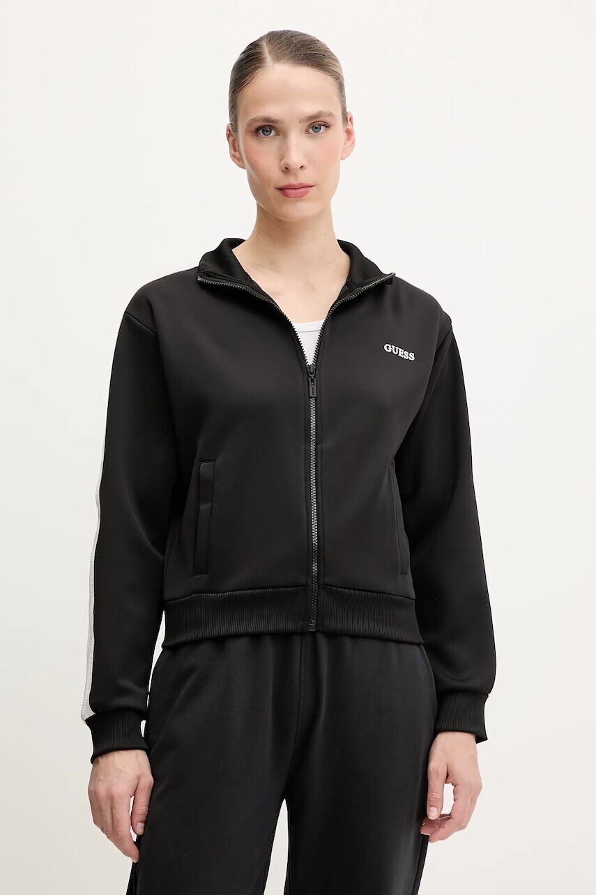 Mikina Guess YARROW dámske, čierna farba, s nášivkou, V5GQ18 KCRU2