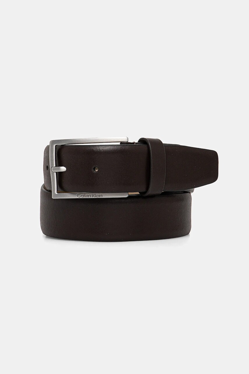 Kožený opasok Calvin Klein pánske, hnedá farba, K50K512833