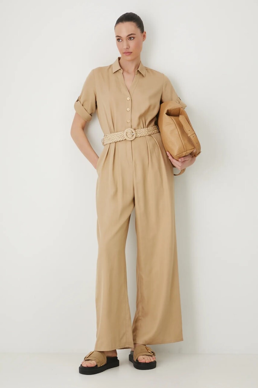 Overal Medicine béžová farba, s golierom