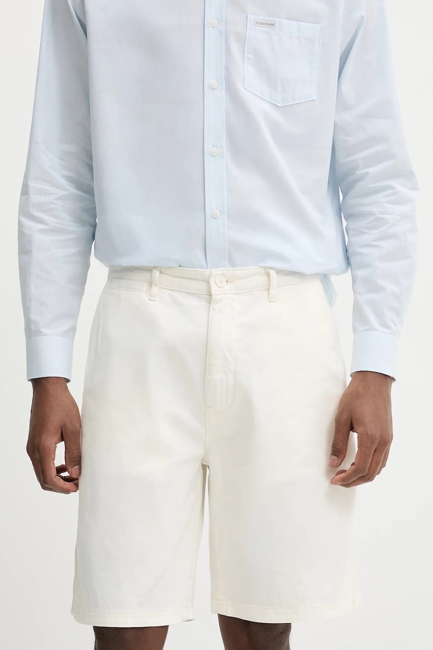 Bavlnené šortky Guess Jeans pánske, béžová farba, M5GD44 WGCV1