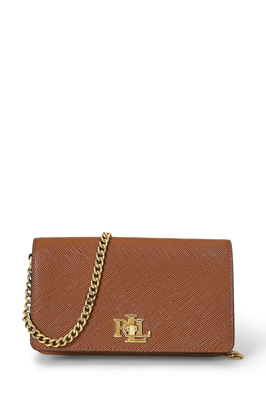 Kožená kabelka Lauren Ralph Lauren hnedá farba, 432966784