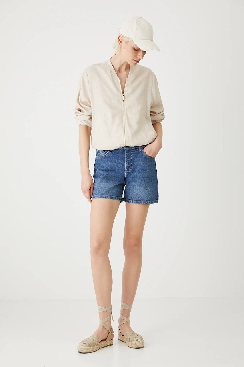 Šortky Medicine modrá farba, jednofarebná, stredne vysoký pás