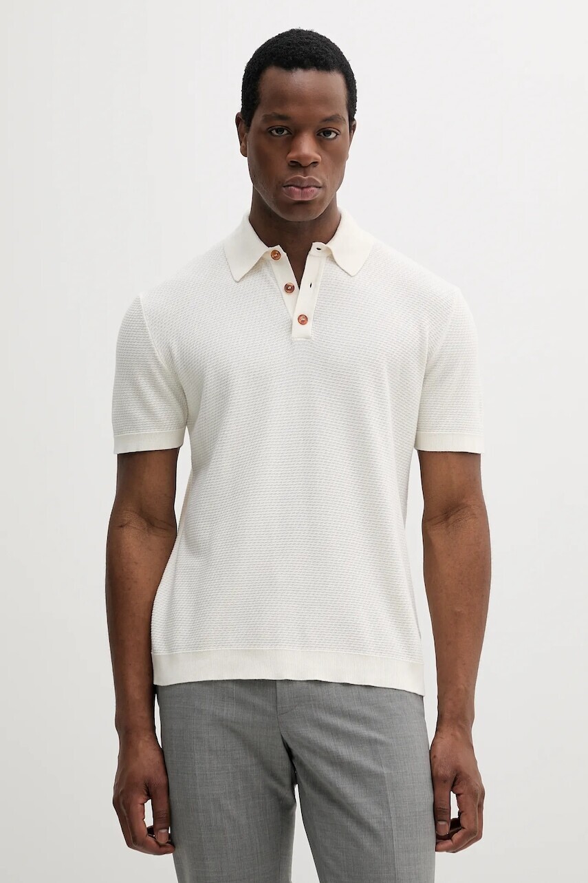 Bavlnené polo tričko Sisley béžová farba, jednofarebné, 1094S300M