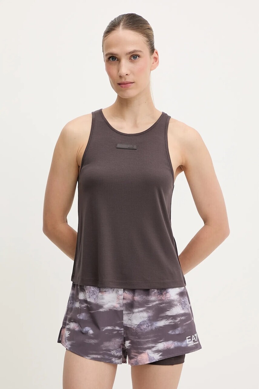 Tréningový top EA7 Emporio Armani hnedá farba, AF12956.7W000251