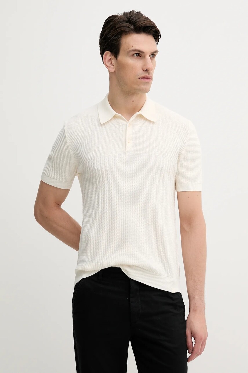 Bavlnené polo tričko United Colors of Benetton béžová farba, jednofarebné, 1198U301H