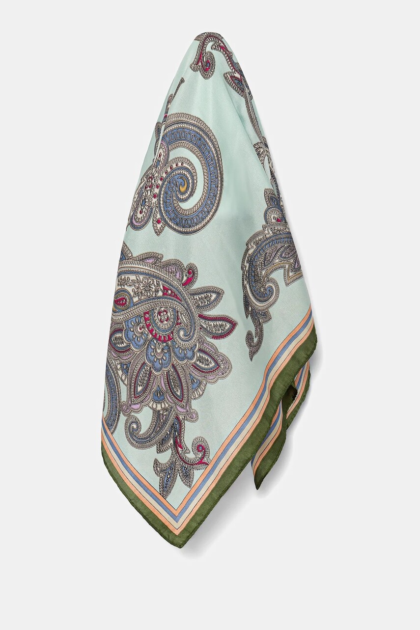 Šatka s hodvábom Answear.LAB zelená farba, vzorovaná