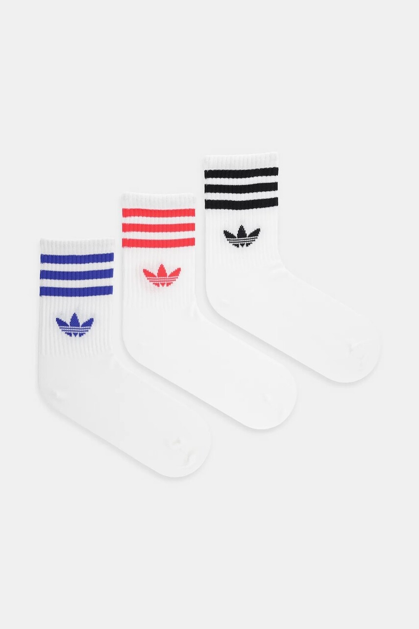 Ponožky adidas Originals 3-Stripes 3-pak biela farba, JV7404