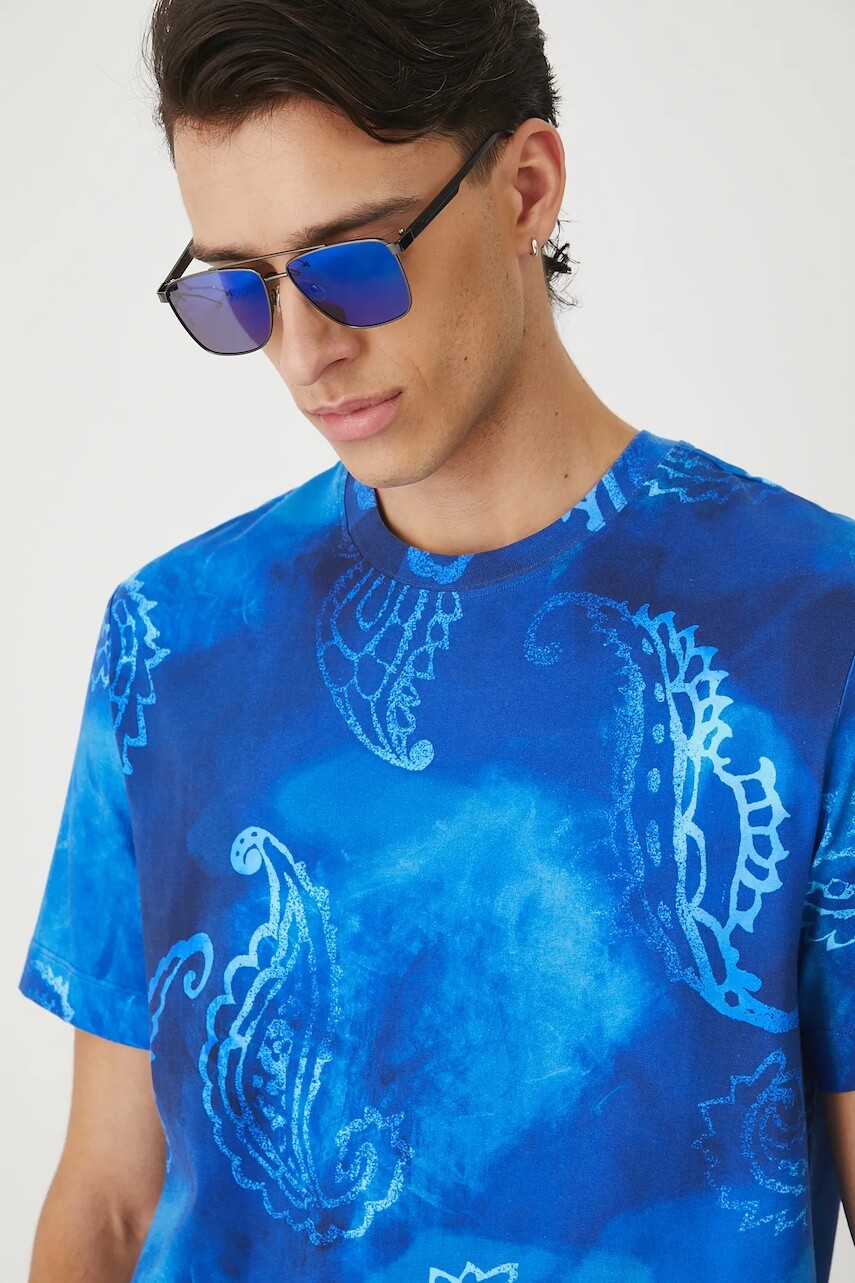 Tričko Medicine pánske, modrá farba, vzorovaná