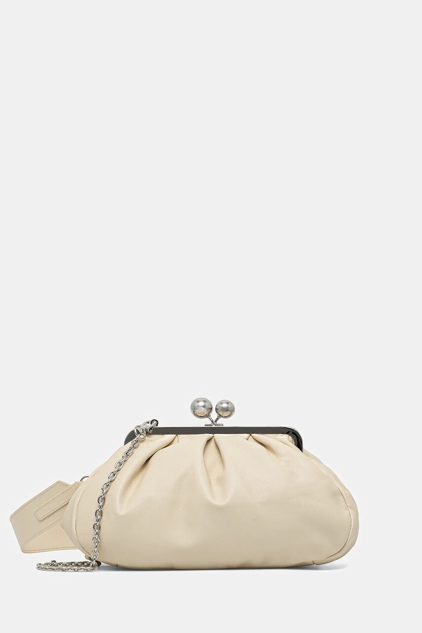 Kožená listová kabelka Weekend Max Mara CUBICO béžová farba, 2525516194600