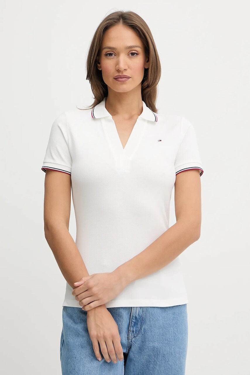 Polo tričko Tommy Hilfiger dámske, biela farba, WW0WW45736