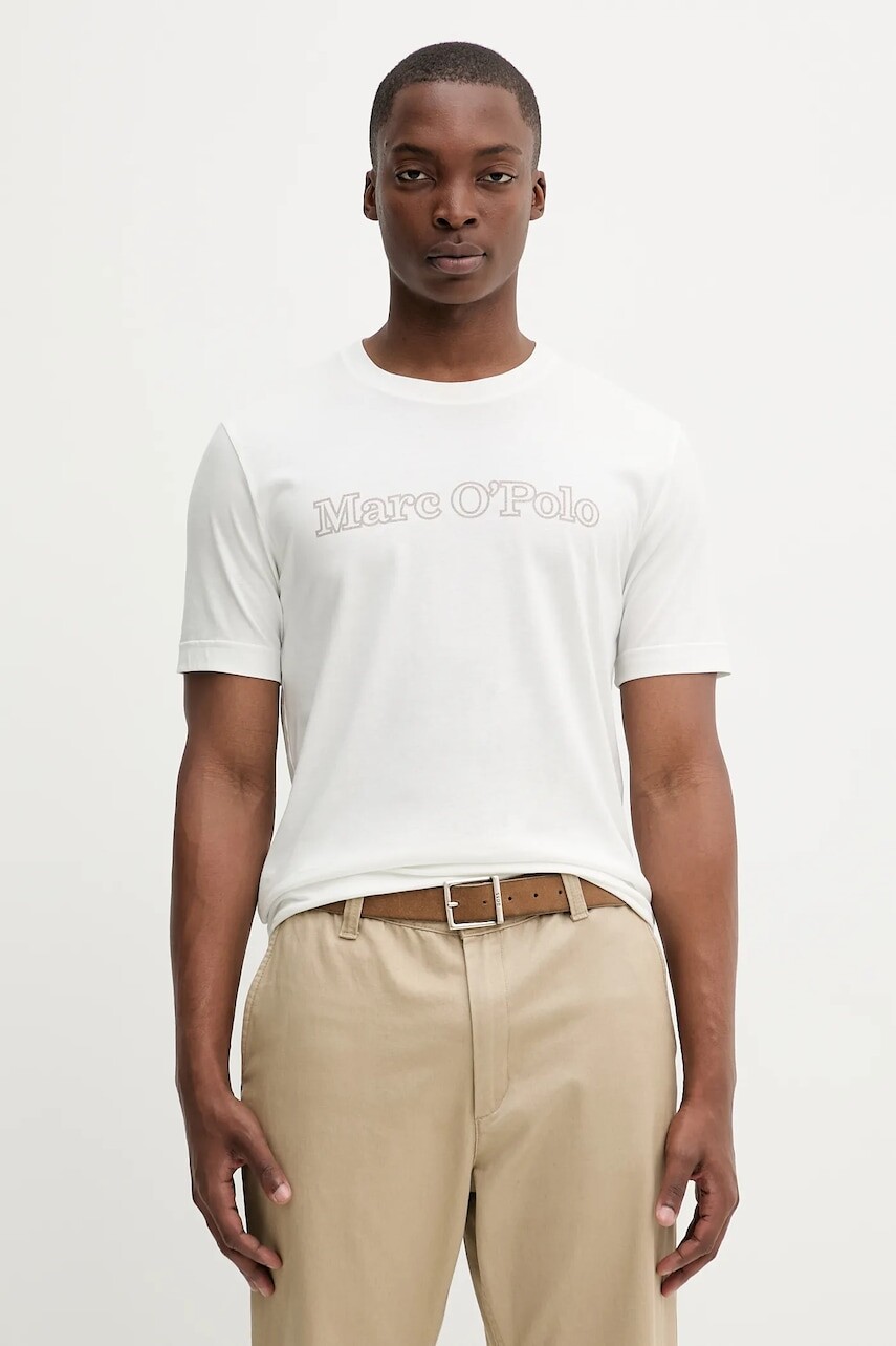 Bavlnené tričko Marc O'Polo pánske, biela farba, s potlačou, 526201251154