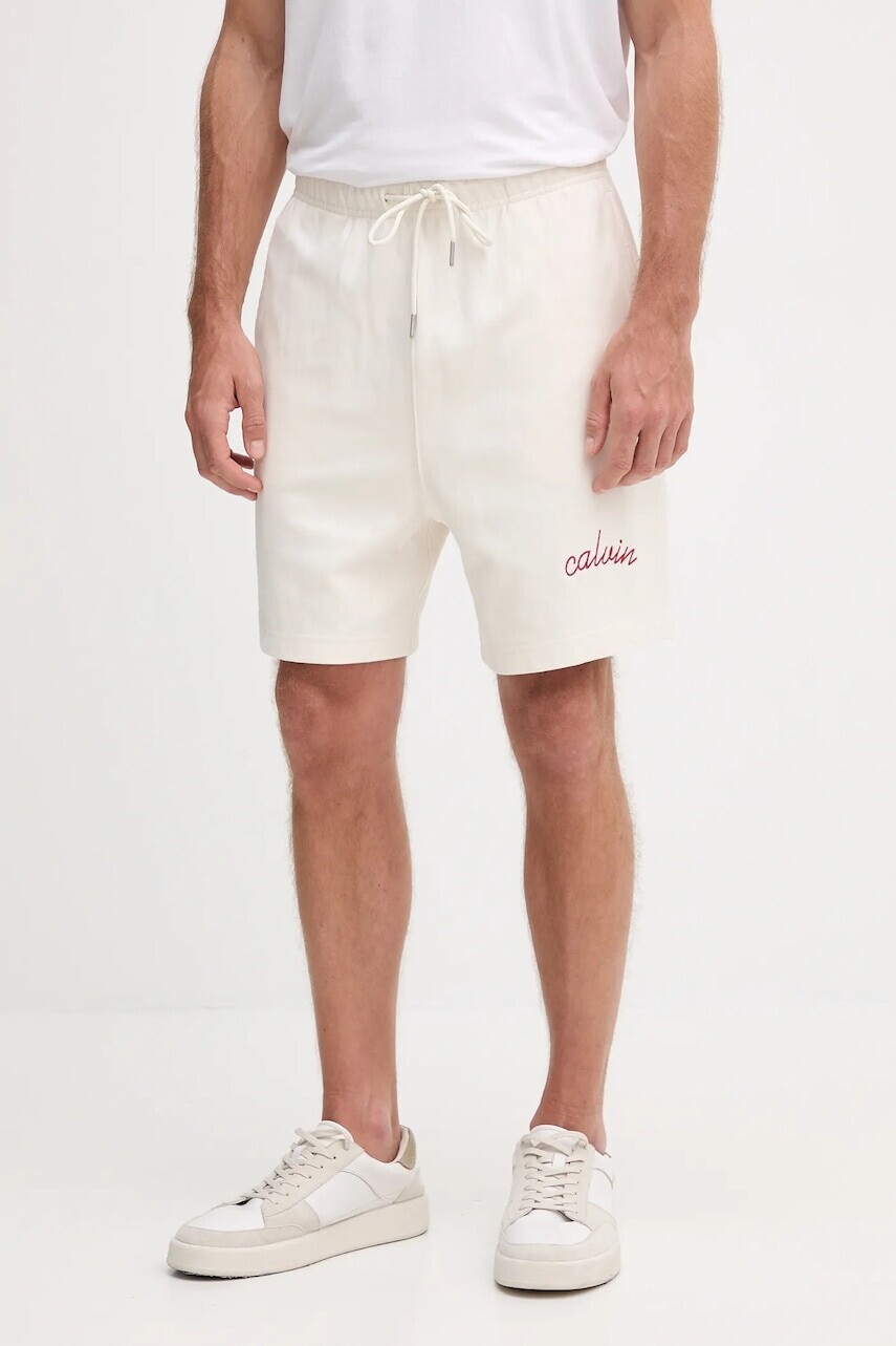 Šortky Calvin Klein Jeans biela farba, LV04RC224G