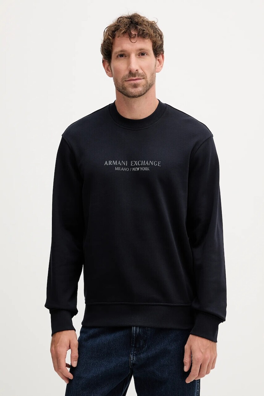 Bavlnená mikina Armani Exchange tmavomodrá farba, s potlačou, XM001284 AF20934