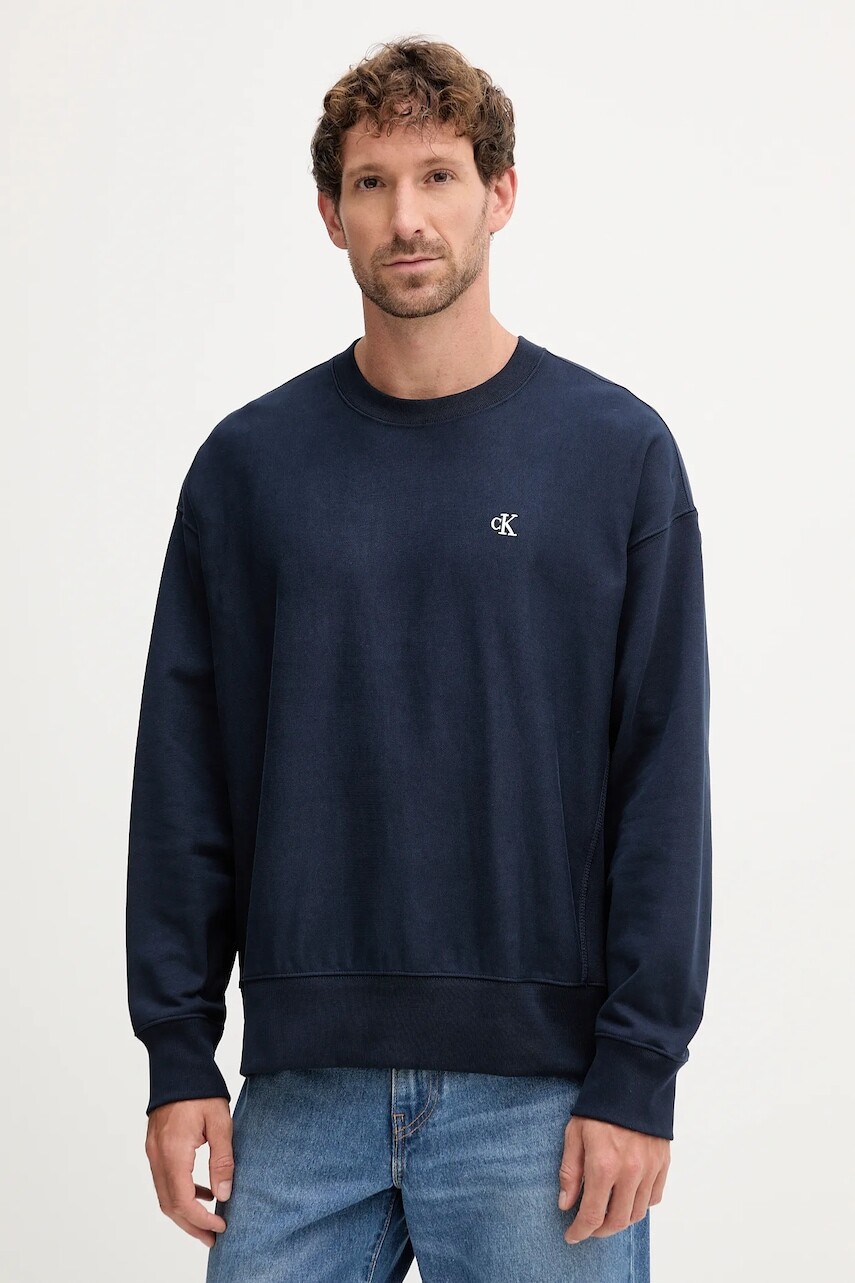 Mikina Calvin Klein Jeans tmavomodrá farba, jednofarebná, LV04RC277G