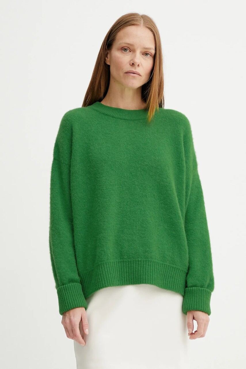 Vlnený sveter American Vintage zelená farba, VITO18E