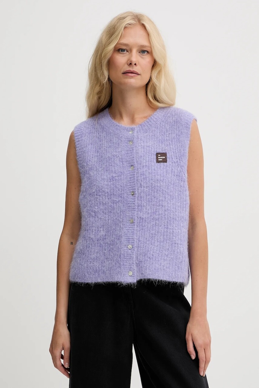 Vesta s prímesou vlny American Vintage fialová farba, ľahké, EAST19MC