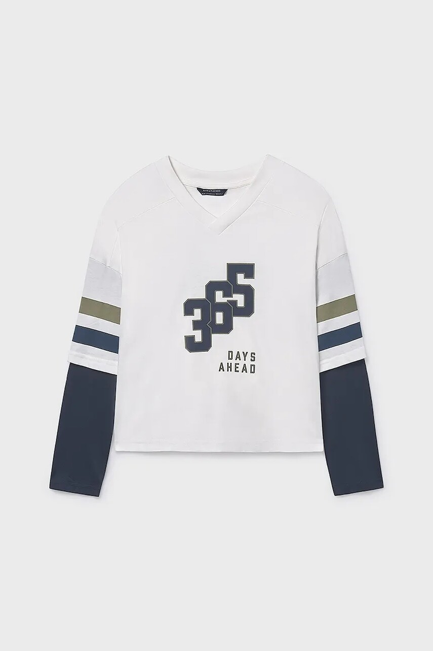 Bavlnené tričko s dlhým rukávom Mayoral béžová farba, 7004