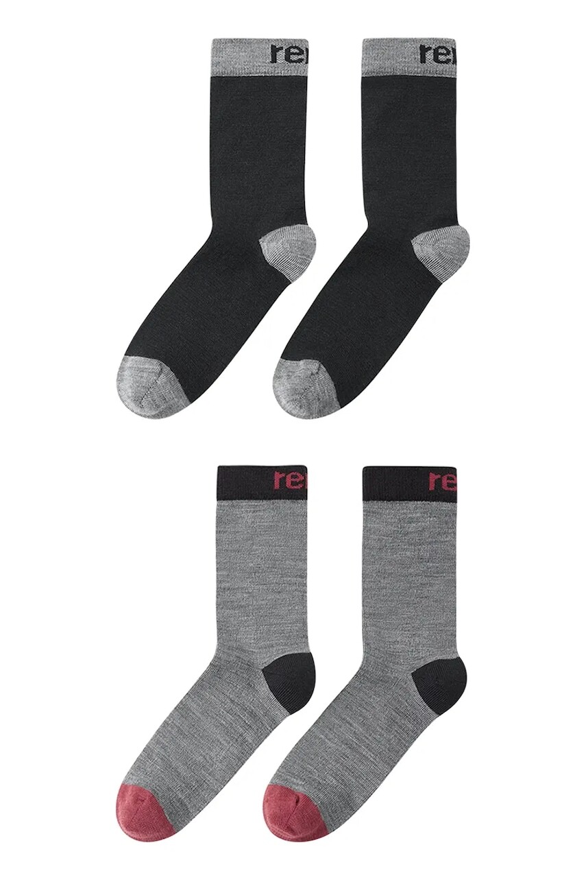 Detské ponožky s prímesou vlny Reima Parit 2-pak čierna farba, 5300309A