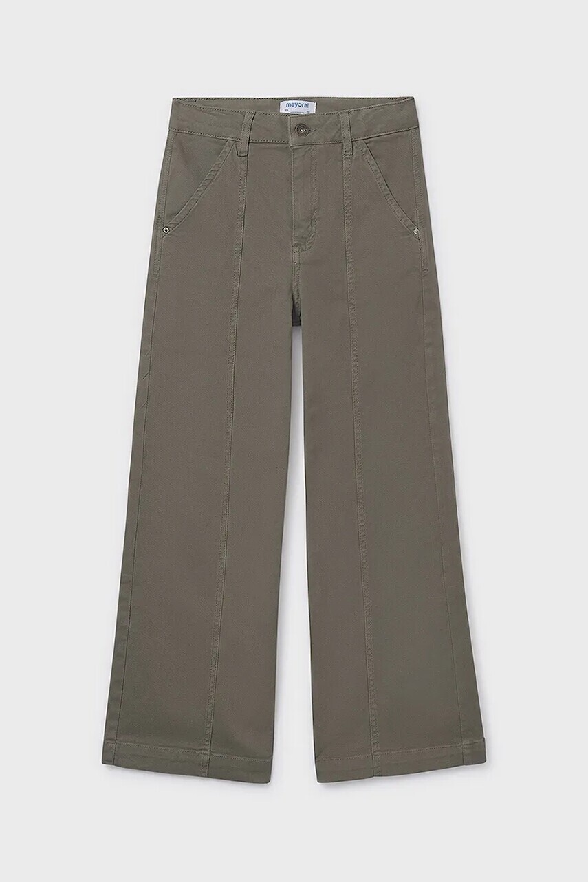 Detské nohavice Mayoral wide leg zelená farba, 7580