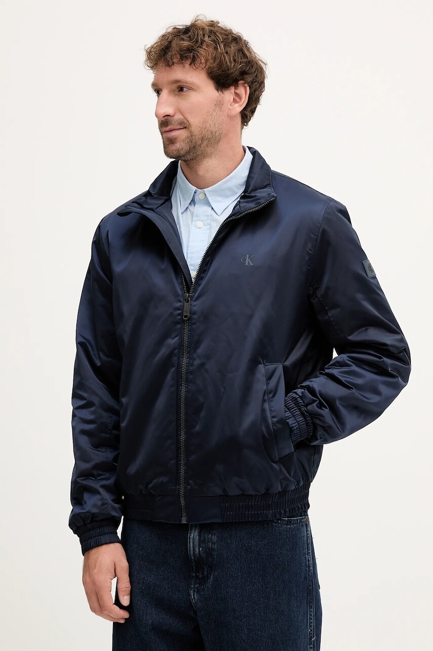 Bunda Calvin Klein Jeans tmavomodrá farba, prechodná, LV04RC516G