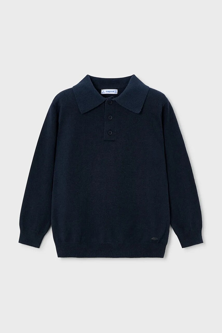 Detský sveter s prímesou vlny Mayoral tmavomodrá farba, ľahký, 4122