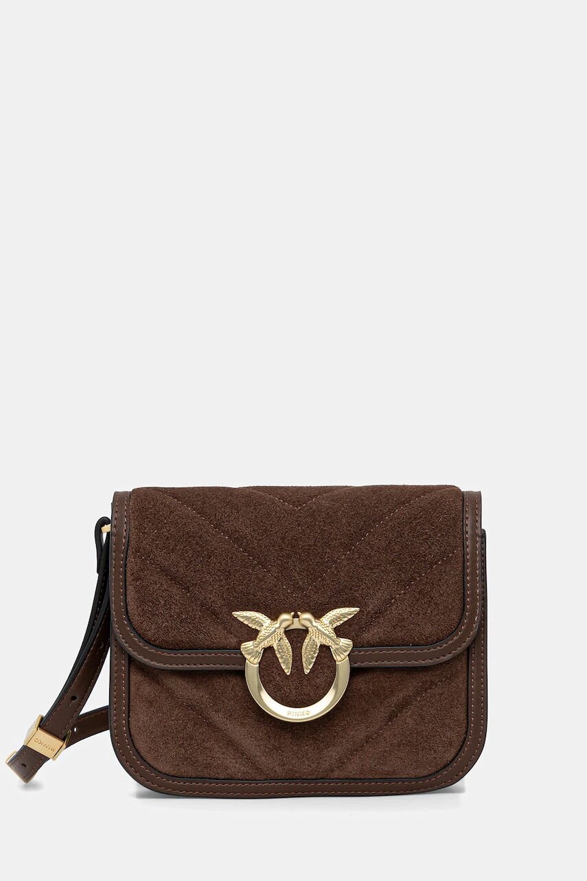 Semišová kabelka Pinko hnedá farba, 104297 A2JH