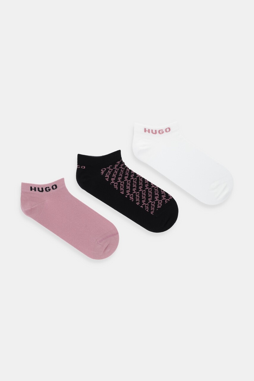 Ponožky HUGO 3-pak ružová farba, 50543195