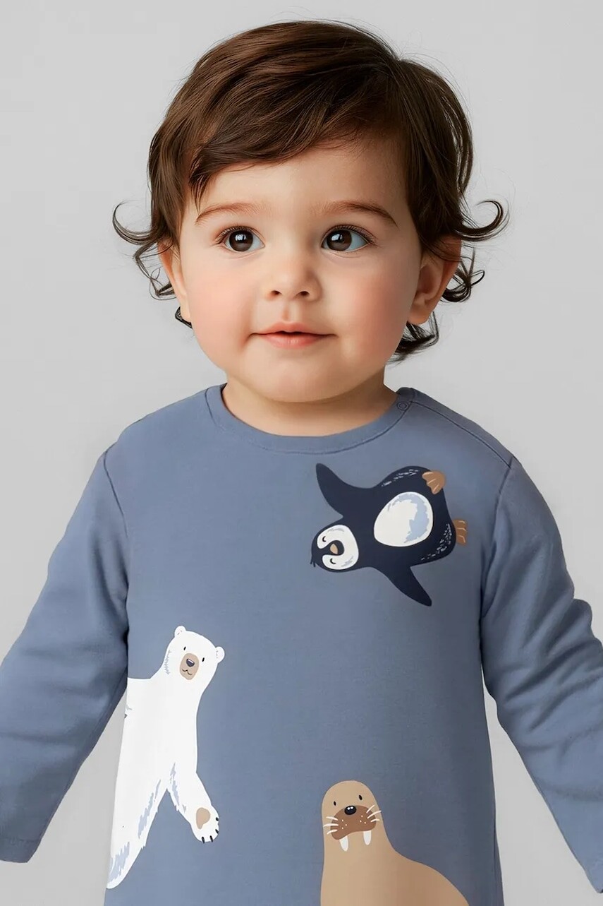 Detská bavlnená košeľa s dlhým rukávom Mayoral modrá farba, vzorovaná, 2061