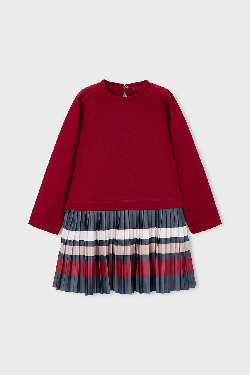 Dievčenské šaty Mayoral červená farba, mini, áčkový strih, 4911